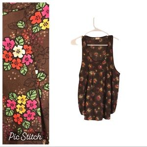 3 + 1 Audrey summer top medium brown patterned sleeveless
